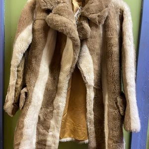 Vintage Sears Striped faux fur coat!